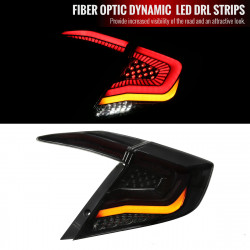 Fit 2016-2021 Honda Civic Black Smoke Tail Lights Dynamic LED Sequential Signal