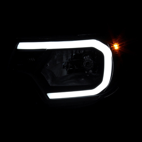 Fits 2012-2015 Toyota Tacoma Pickup Pair LED Strip Bar Headlights Black