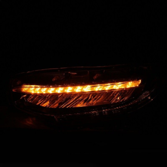 ANZO 16-17 for Honda Civic Projector Headlights Plank Style Black w/Amber/Seq...