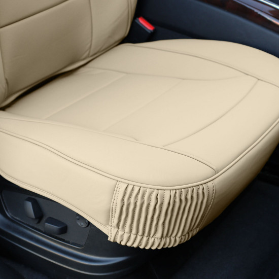 Car Seat Cover Luxury Leatherette Full Set Solid Beige