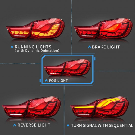 VLAND GTS OLED STYLE FULL LED RED Tail Lights For 14-20 BMW F32 F33 F36 F82 F83