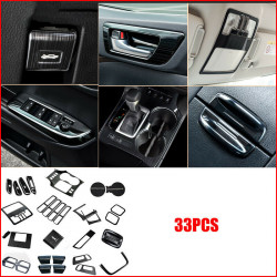 33PCS Black titanium Car interior kit Cover Trim For Toyota Highlander 2015-2019