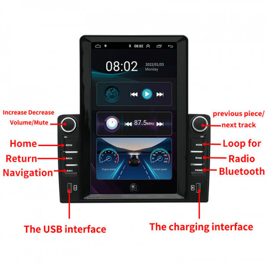 Android 10.0 2DIN 10.1" Car Stereo Radio GPS Navi WIFI Bluetooth MP5 Player Kit