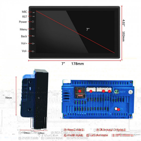 7" 2Din Android 10.0 Car Stereo FM Radio MP5 Player GPS Navi Wifi USB 2+32GB Kit