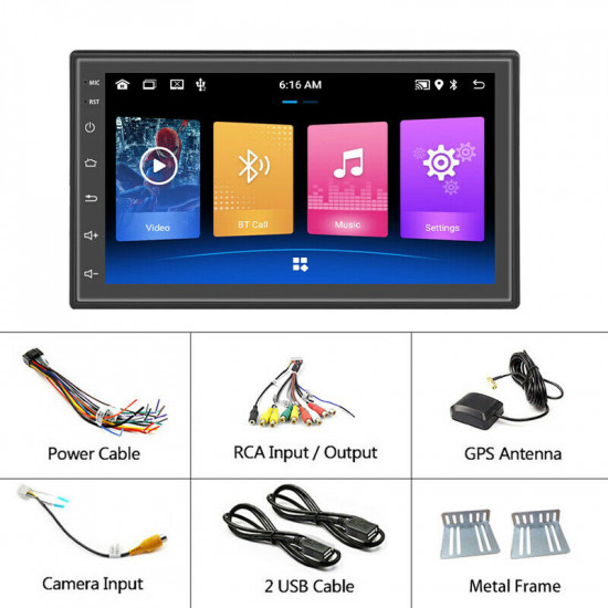 7" 2Din Android 10.0 Car Stereo FM Radio MP5 Player GPS Navi Wifi USB 2+32GB Kit